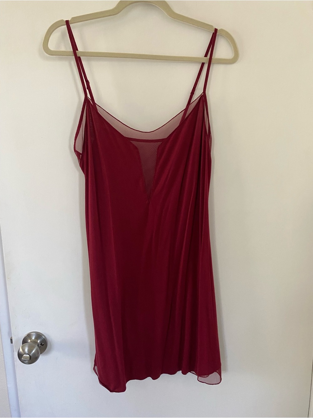 Victoria's Secret Burgundy Mesh-Trim Chemise Nightgown Medium